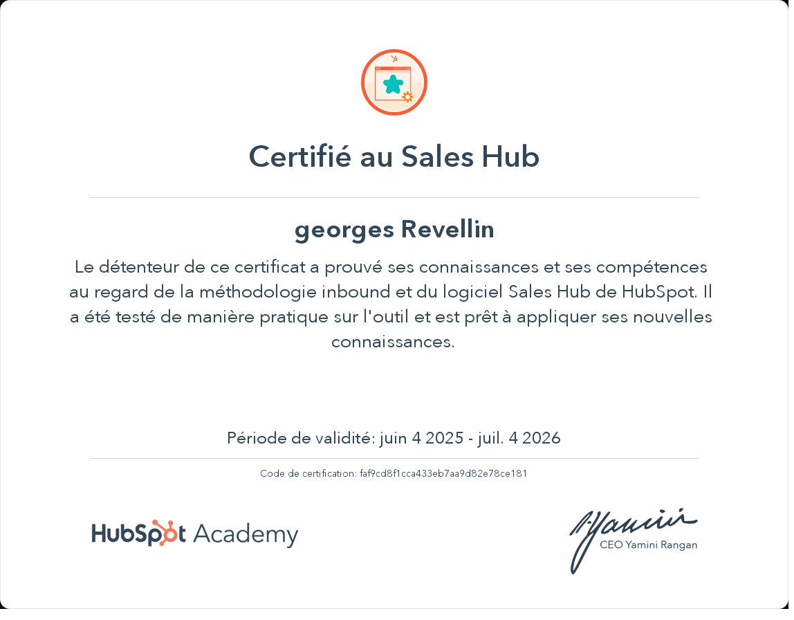 Certification HubSpot