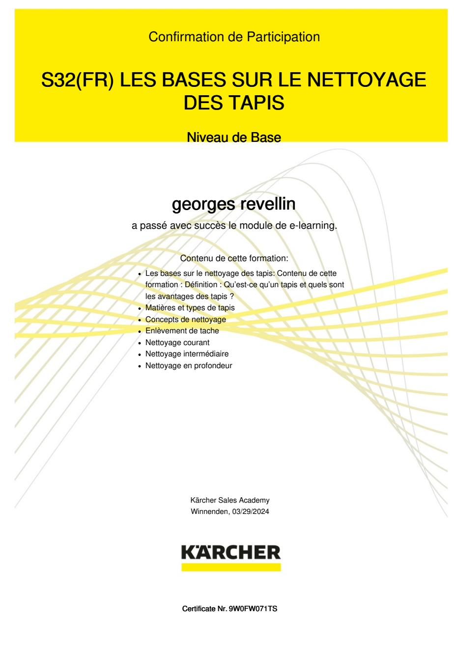 Nettoyage des tapis