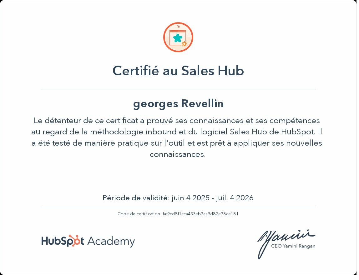 Certification HubSpot